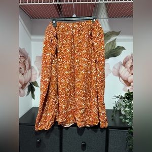 Orange Floral Mid Length Skirt - Old Navy - 3X